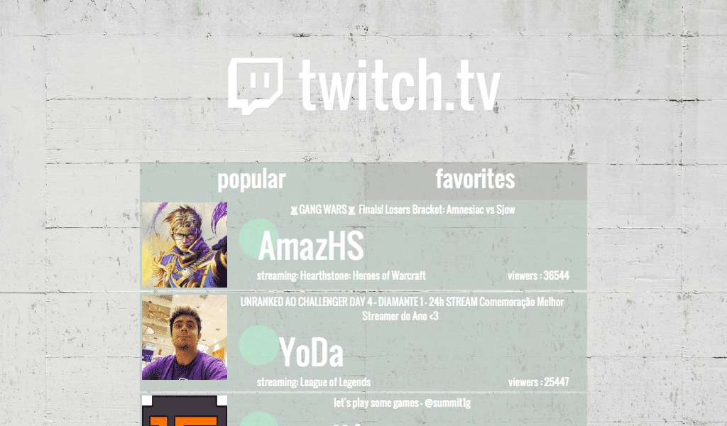 twitch project page screenshot